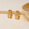 1 Pair Elegant Heart Shape Flower Bow Knot Inlay Copper Zircon Hoop Earrings