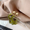 1 Pair Elegant Lady C Shape Alloy Resin Gold Plated Ear Studs