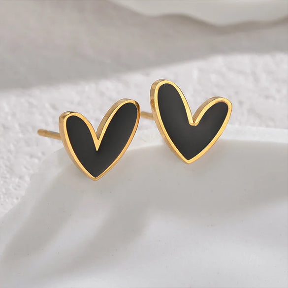 1 Pair Elegant Lady Commute Heart Shape Plating 304 Stainless Steel Corrosive Dripping Oil 18K Gold Plated Ear Studs