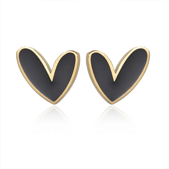 1 Pair Elegant Lady Commute Heart Shape Plating 304 Stainless Steel Corrosive Dripping Oil 18K Gold Plated Ear Studs
