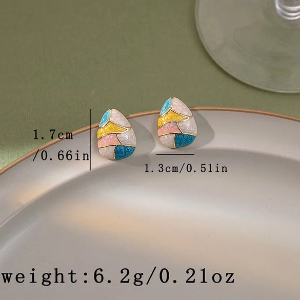 1 Pair Elegant Lady Modern Style Geometric Water Droplets Enamel Zinc Alloy Ear Studs