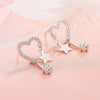 1 Pair Elegant Lady Star Heart Shape Inlay Sterling Silver Zircon Drop Earrings