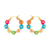 1 Pair Elegant Lady Sweet Flower 304 Stainless Steel Glass Bead Copper Hoop Earrings