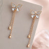 1 Pair Elegant Lady Tassel Butterfly Inlay Alloy Rhinestones Drop Earrings