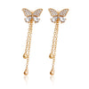 1 Pair Elegant Lady Tassel Butterfly Inlay Alloy Rhinestones Drop Earrings
