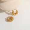 1 Pair Elegant Luxurious C Shape The Answer Plating Inlay Copper Zircon 14k Gold Plated Earrings