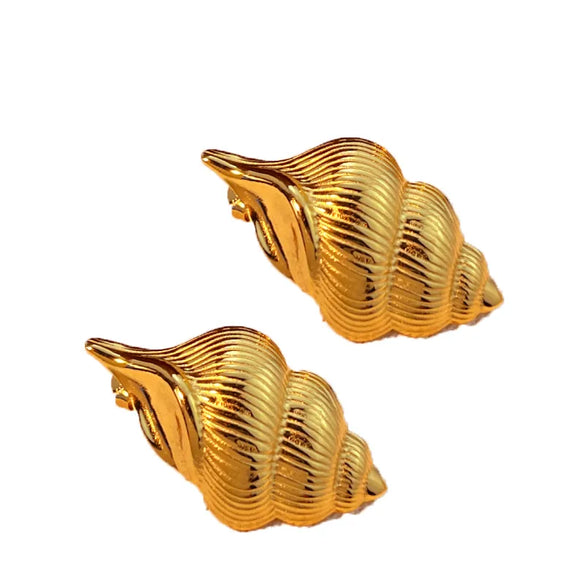 1 Pair Elegant Luxurious Conch Plating 304 Stainless Steel 18K Gold Plated Ear Studs
