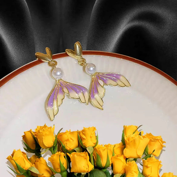 1 Pair Elegant Luxurious Fish Tail Alloy Drop Earrings