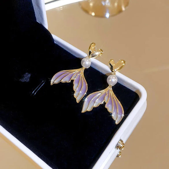 1 Pair Elegant Luxurious Fish Tail Alloy Drop Earrings