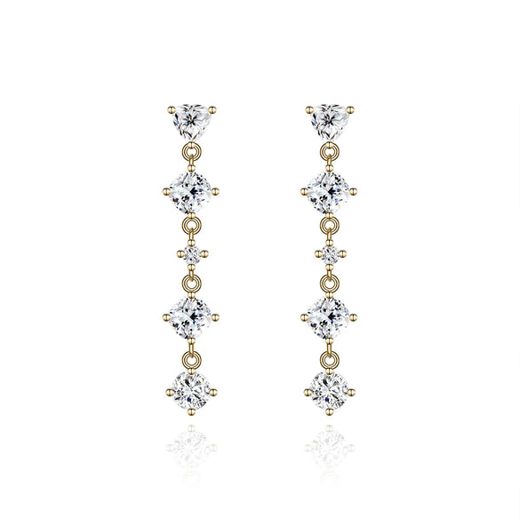 1 Pair Elegant Luxurious Round Plating Inlay Copper Zircon Gold Plated Drop Earrings