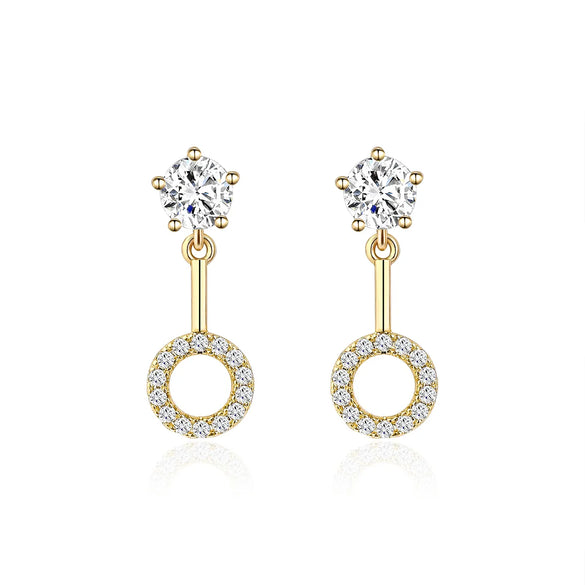 1 Pair Elegant Luxurious Round Plating Inlay Copper Zircon Gold Plated Drop Earrings