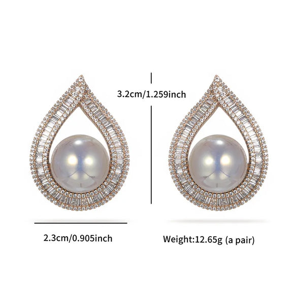 1 Pair Elegant Luxurious XUPING Water Droplets Inlay Copper Artificial Gemstones Artificial Pearls 18K Gold Plated Platinum Plated Ear Studs