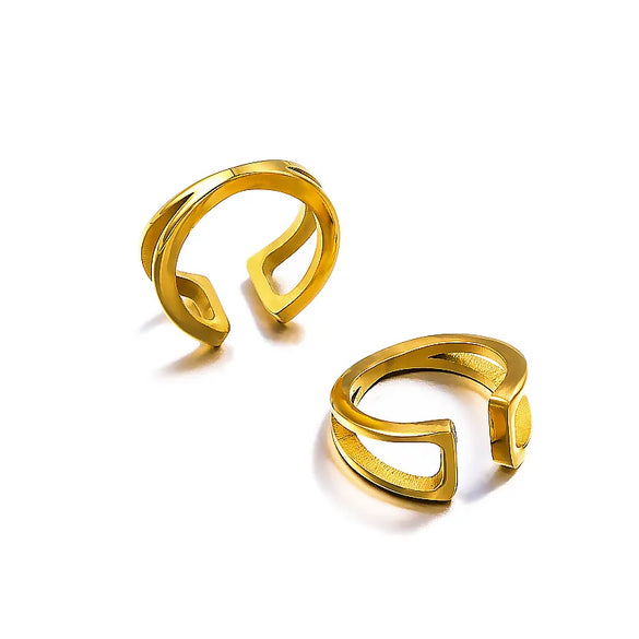1 Pair Elegant Modern Style Simple Style C Shape Lines Plating 304 Stainless Steel 18K Gold Plated Ear Cuffs