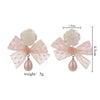 1 Pair Elegant Princess Bow Knot Resin Lace Drop Earrings