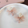 1 Pair Elegant Princess Bow Knot Resin Lace Drop Earrings