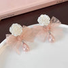 1 Pair Elegant Princess Bow Knot Resin Lace Drop Earrings