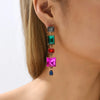 1 Pair Elegant Punk Square Tassel Plating Inlay Zinc Alloy Glass Dangling Earrings