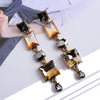 1 Pair Elegant Punk Square Tassel Plating Inlay Zinc Alloy Glass Dangling Earrings