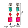1 Pair Elegant Punk Square Tassel Plating Inlay Zinc Alloy Glass Dangling Earrings