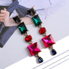 1 Pair Elegant Punk Square Tassel Plating Inlay Zinc Alloy Glass Dangling Earrings