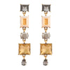 1 Pair Elegant Punk Square Tassel Plating Inlay Zinc Alloy Glass Dangling Earrings