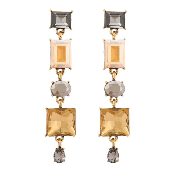 1 Pair Elegant Punk Square Tassel Plating Inlay Zinc Alloy Glass Dangling Earrings