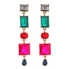 1 Pair Elegant Punk Square Tassel Plating Inlay Zinc Alloy Glass Dangling Earrings