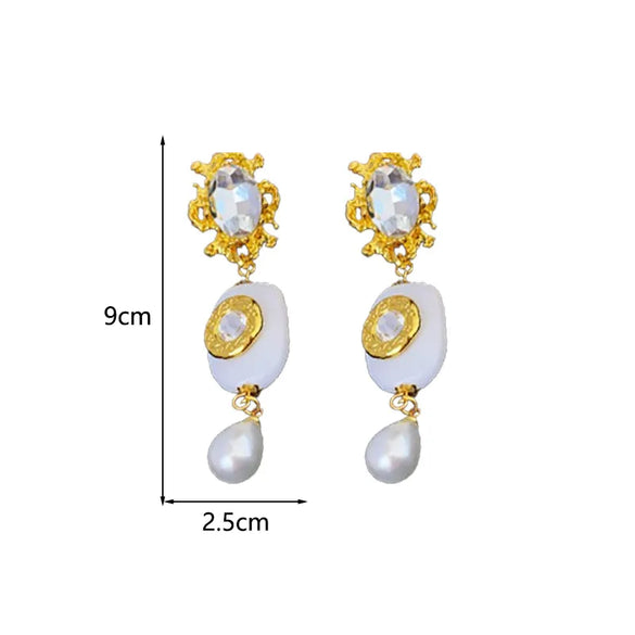 1 Pair Elegant Retro Water Droplets Plating Inlay Alloy Imitation Pearl Resin Rhinestones Drop Earrings