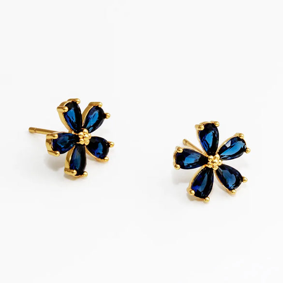 1 Pair Elegant Shiny Flower Inlay Copper Alloy Zircon Ear Studs