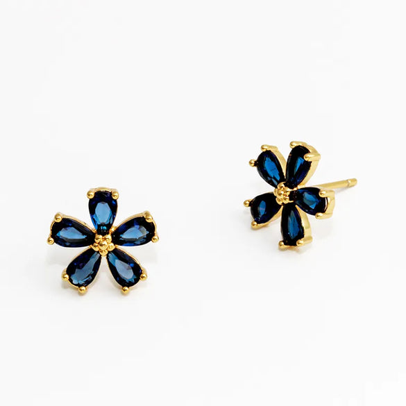 1 Pair Elegant Shiny Flower Inlay Copper Alloy Zircon Ear Studs
