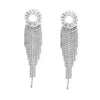 1 Pair Elegant Shiny Round Tassel Inlay Copper Zircon Drop Earrings