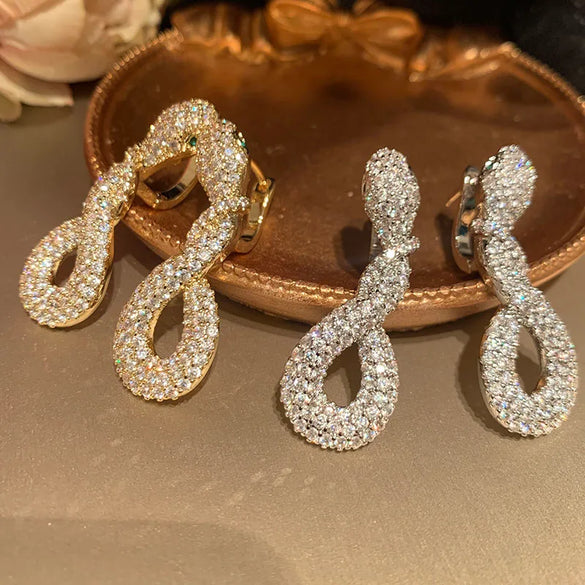 1 Pair Elegant Shiny Star Moon Plating Inlay Brass Zircon K Gold Plated Ear Studs