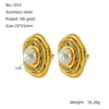 1 Pair Elegant Simple Style Flower Inlay Titanium Steel Artificial Pearls 18K Gold Plated Ear Studs