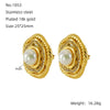 1 Pair Elegant Simple Style Flower Inlay Titanium Steel Artificial Pearls 18K Gold Plated Ear Studs
