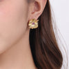 1 Pair Elegant Simple Style Flower Plating Inlay Stainless Steel Natural Stone 18k Gold Plated Ear Studs