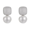 1 Pair Elegant Simple Style Geometric Imitation Pearl Copper White Gold Plated Drop Earrings