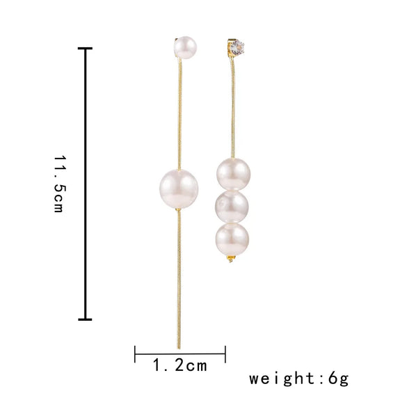 1 Pair Elegant Simple Style Geometric Inlay Artificial Pearl Alloy Rhinestones Drop Earrings