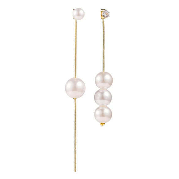 1 Pair Elegant Simple Style Geometric Inlay Artificial Pearl Alloy Rhinestones Drop Earrings