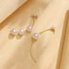 1 Pair Elegant Simple Style Geometric Inlay Artificial Pearl Alloy Rhinestones Drop Earrings