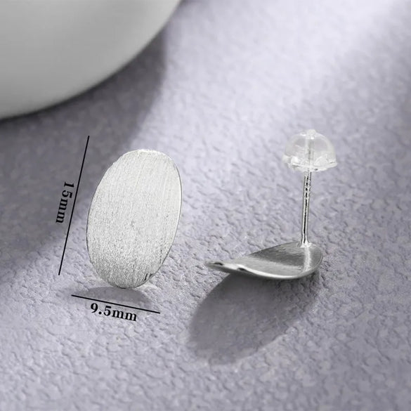 1 Pair Elegant Simple Style Oval Plating Sterling Silver Silver Plated Ear Studs