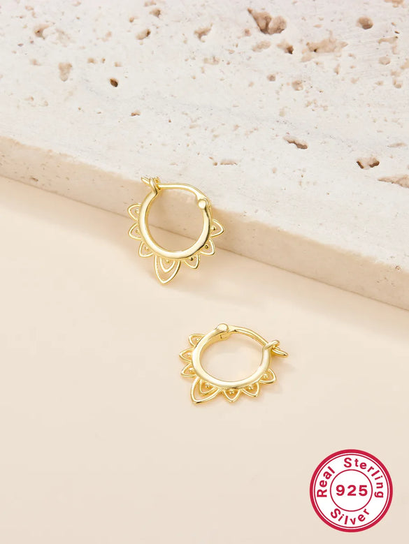 1 Pair Elegant Simple Style Round Plating Sterling Silver 18k Gold Plated White Gold Plated Earrings