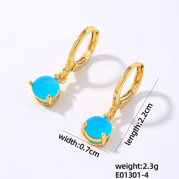 1 Pair Elegant Simple Style Shiny Geometric Round Water Droplets Plating Inlay Copper Zircon Drop Earrings