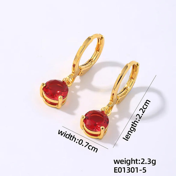 1 Pair Elegant Simple Style Shiny Geometric Round Water Droplets Plating Inlay Copper Zircon Drop Earrings