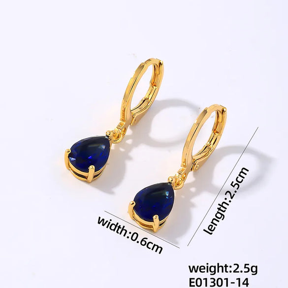 1 Pair Elegant Simple Style Shiny Geometric Round Water Droplets Plating Inlay Copper Zircon Drop Earrings