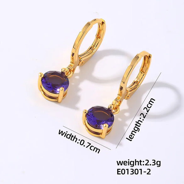 1 Pair Elegant Simple Style Shiny Geometric Round Water Droplets Plating Inlay Copper Zircon Drop Earrings