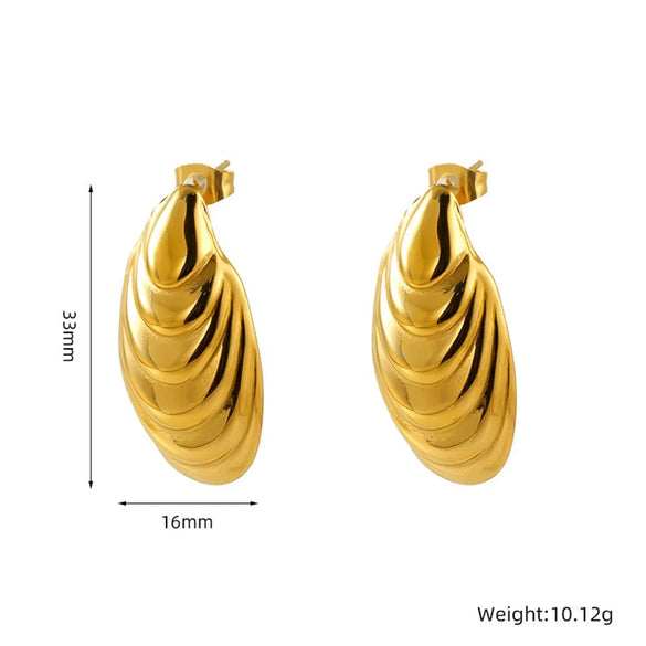 1 Pair Elegant Simple Style Solid Color Round Lingge Plating 304 Stainless Steel 18K Gold Plated Ear Studs