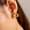 1 Pair Elegant Simple Style Streetwear C Shape Round Plating Inlay 304 Stainless Steel Artificial Pearls Ear Studs