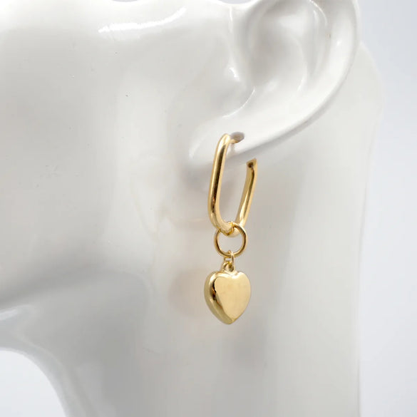 1 Pair Elegant Simple Style Water Droplets Heart Shape Plating Inlay Titanium Steel Freshwater Pearl Gold Plated Drop Earrings