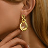 1 Pair Elegant Solid Color Copper 18K Gold Plated Drop Earrings