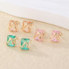1 Pair Elegant Square Plating Inlay Metal Brass Zircon Gold Plated Ear Studs